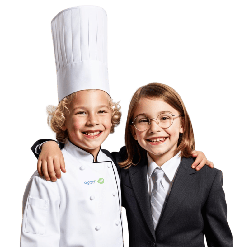 Niños aprendiendo sobre alimentación saludable con un chef.