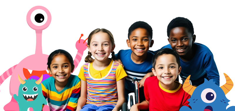 Grupo de niños felices en un comedor, simbolizando seguridad y bienestar.
